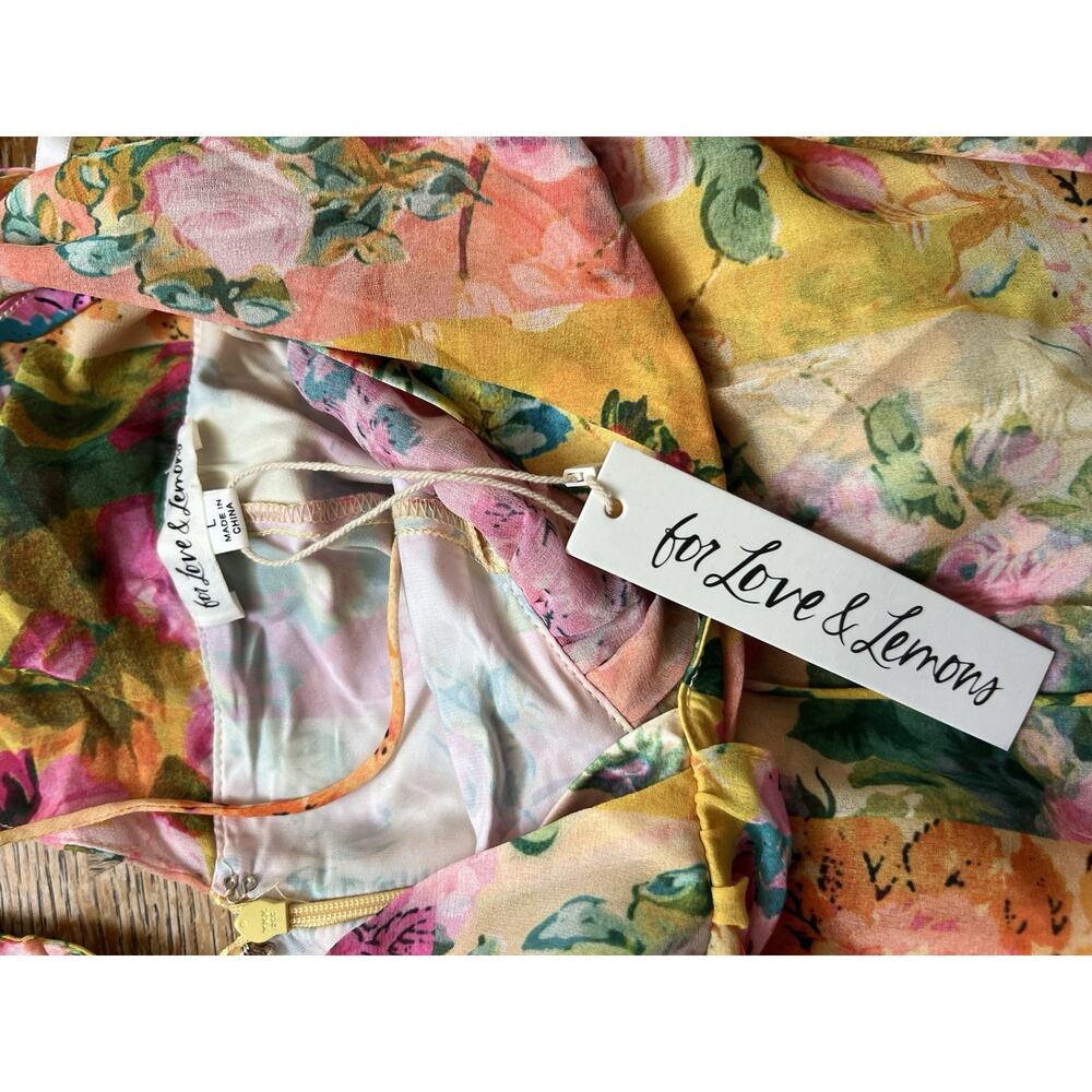 New For Love & Lemons Women's Madison Floral Maxi Dress Multicolor Size Large - Picture 9 of 13